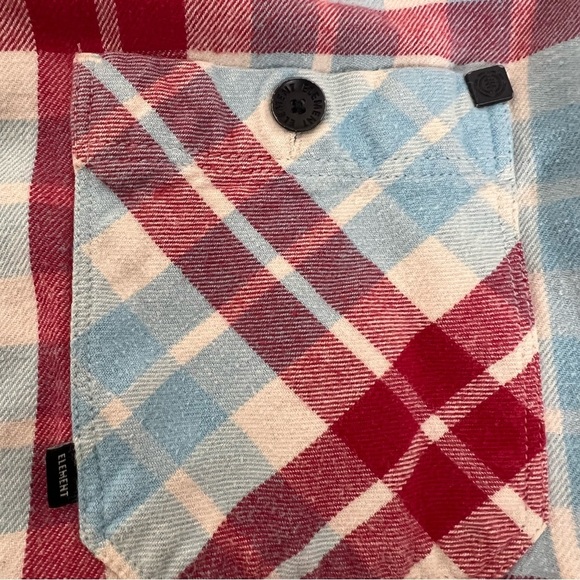 Men's Large Element Red & Blue Plaid Flannel Shirt - Classic Fit, Cotton Blend - Picture 8 of 12